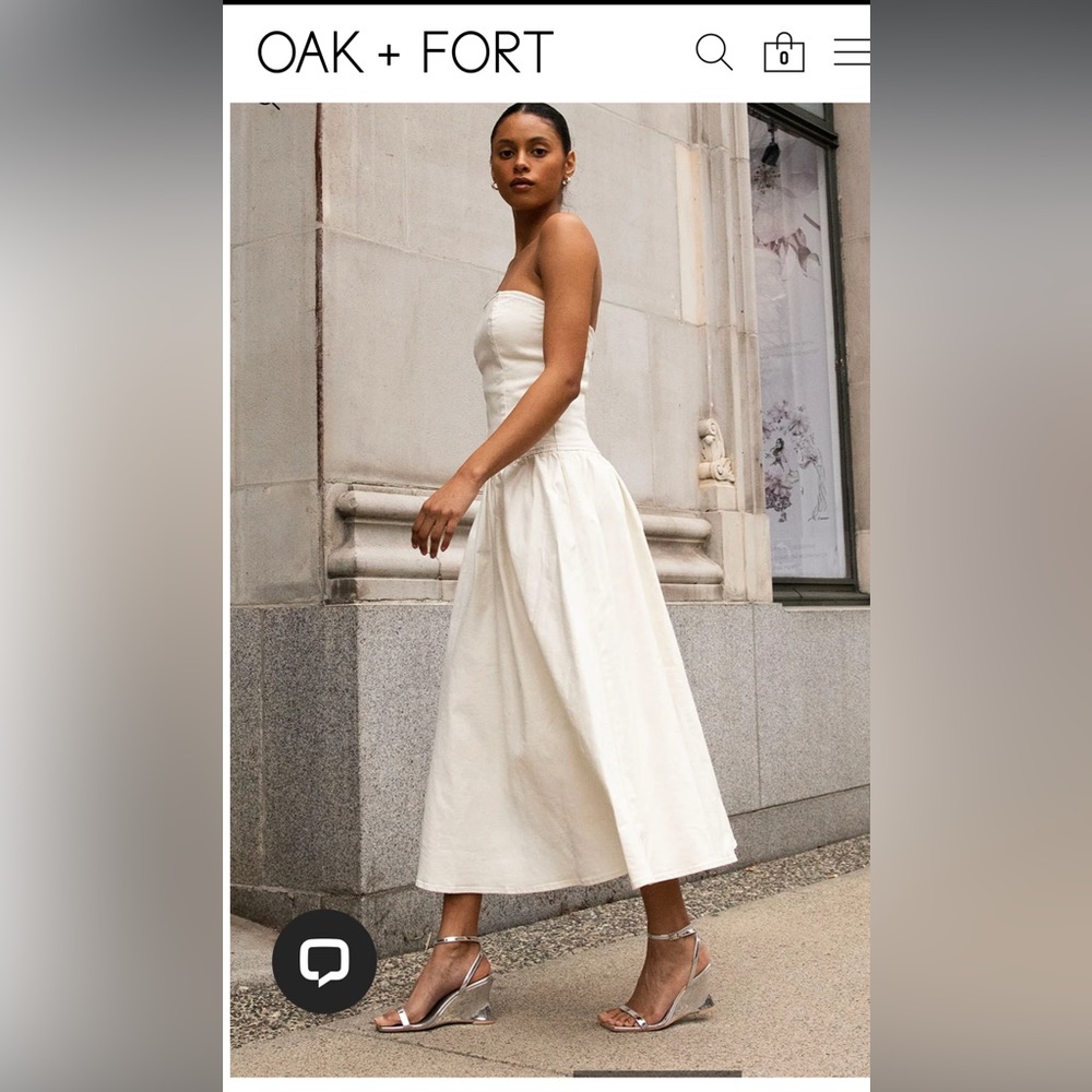 OAK + FORT Strapless Cream Dress